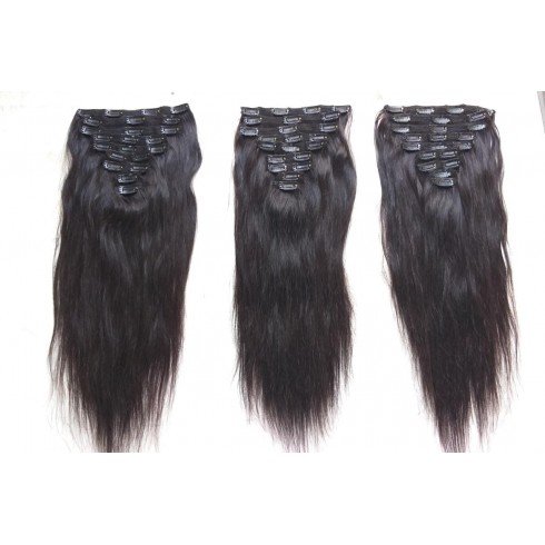 Natural straight clip in hair,Clip in remy human hair extensions